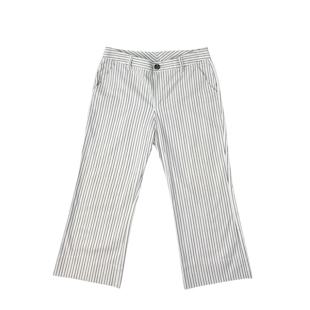 Cabi Navy Striped Cropped Tailored Fit Stretch Cotton Professional Pants Size 12